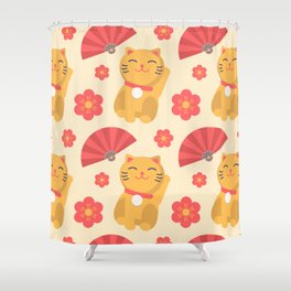 lucky cat shower curtain