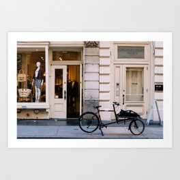 Old bicycle parked at luxury fashion store in New York Art Print