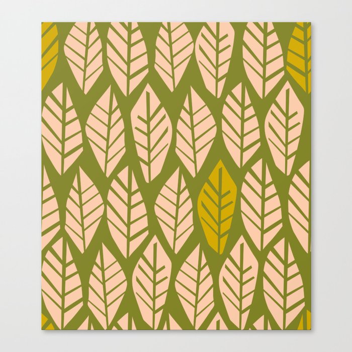 Cozy collection: mix and match Nordic leaves blush green Canvas Print