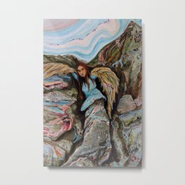 Earth Angel Metal Print | Marbling, Ecology, Ecoart, Popsurrealism, Illustration, Surrealism, Painting, Ink, Angel, Acrylic 