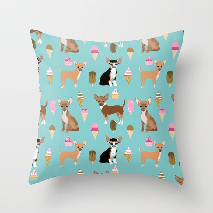 Chihuahua ice cream sweet treat summer food dog breed dogs pets Throw Pillow