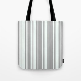 [ Thumbnail: Dark Gray & Mint Cream Colored Lines Pattern Tote Bag ]