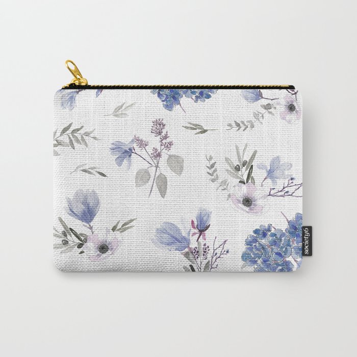 Floral Pattern - Classic Blue and White Carry-All Pouch