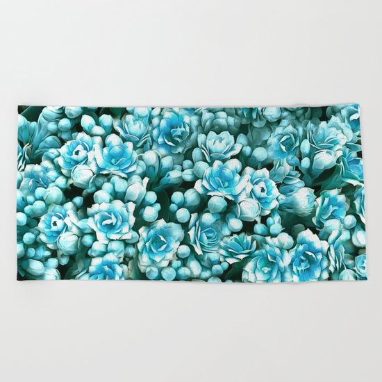 Blue succulents Beach Towel