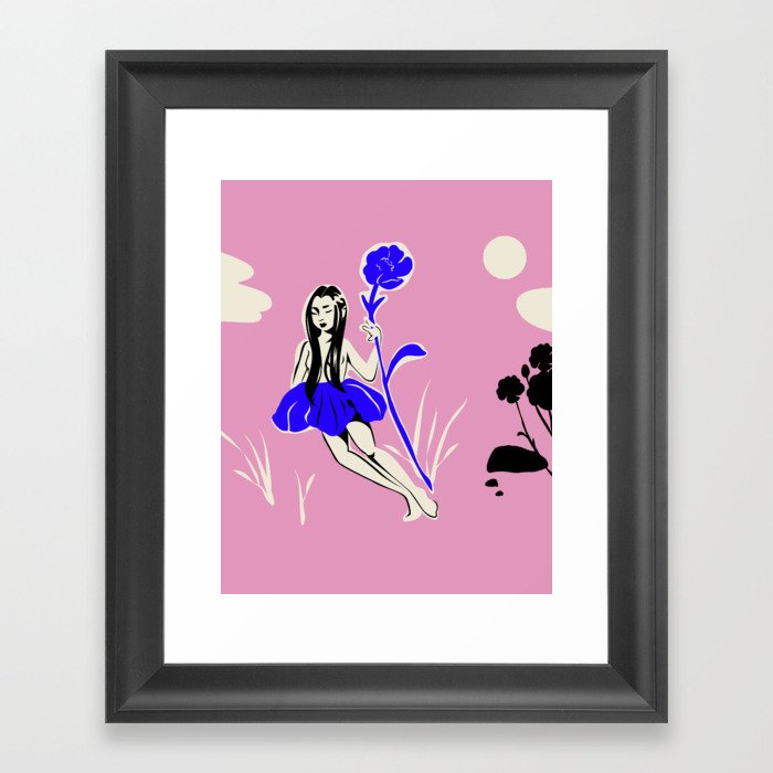 Storybook flower princess Framed Art Print