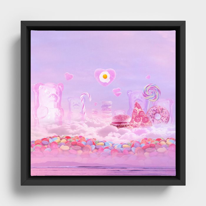 Pink food world Framed Canvas