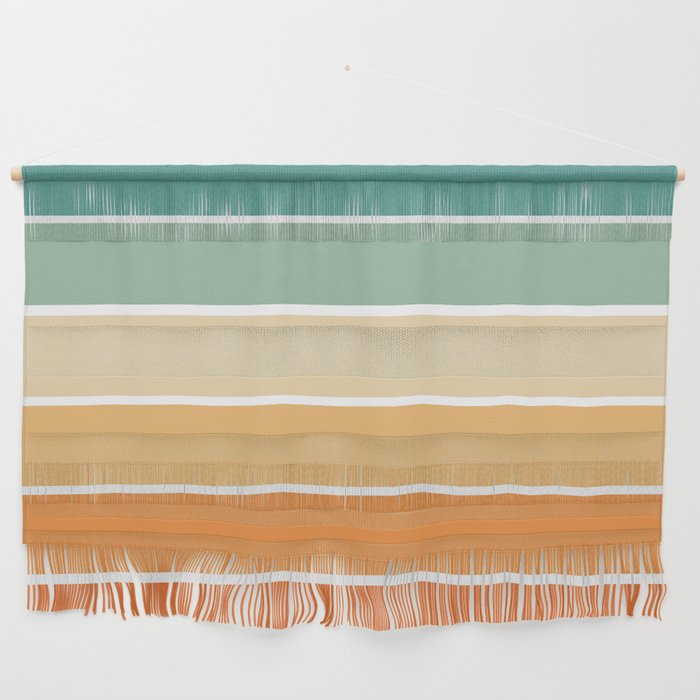 Retro rainbow palette stripes 70s on white 2 Wall Hanging