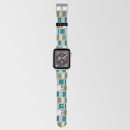 Bold minimalist retro stripes // midnight blue olive and pine green geometric grid  Apple Watch Band