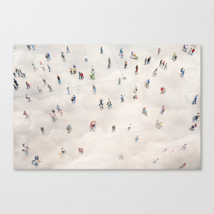 Aerial view of crowd with clowds Canvas Print