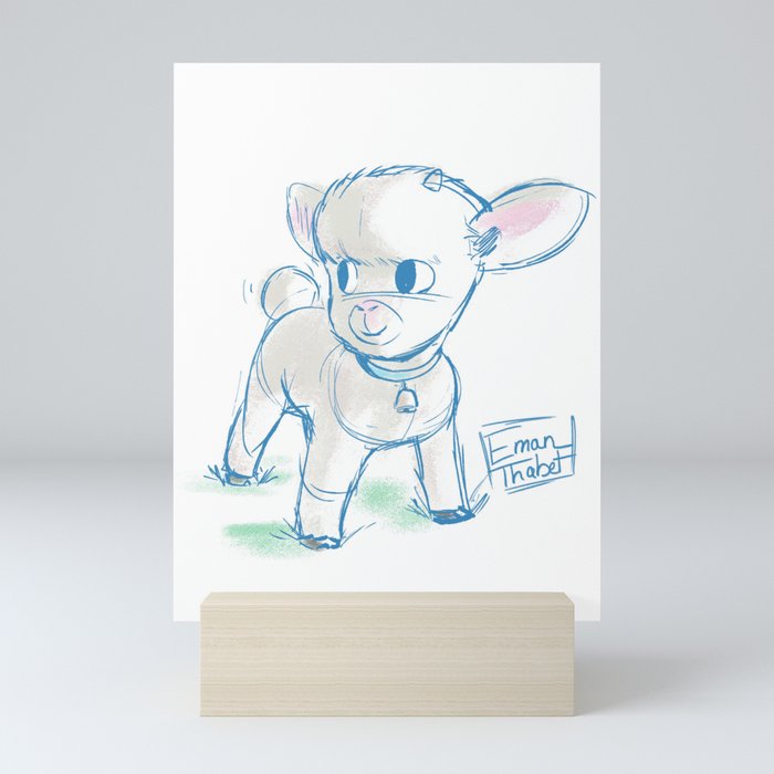 Baby Goat drawing Mini Art Print by ET Cartoons | Society6