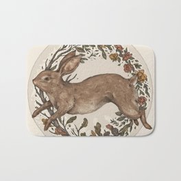 Rabbit Bath Mat | Floral, Curated, Animal, Other, Nature, Digital, Bunny, Illustration, Vintage, Rabbit 