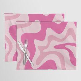 Retro Liquid Swirl Abstract Y2K Pattern in Pink Placemat