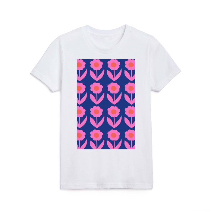 Flowers 3 in Pink and Blue Kids T Shirt