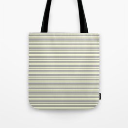 [ Thumbnail: Light Yellow & Dark Grey Colored Pattern of Stripes Tote Bag ]