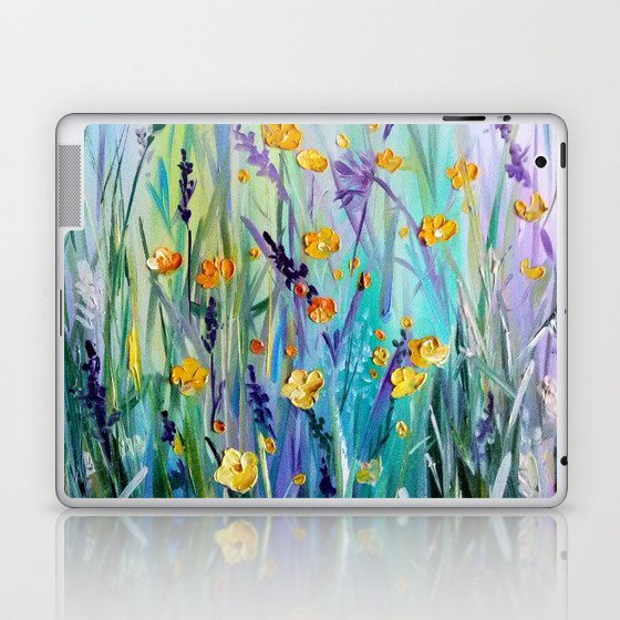 Flowers field at dawn Laptop & iPad Skin
