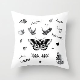 Harry's Tattoos Two Throw Pillow
