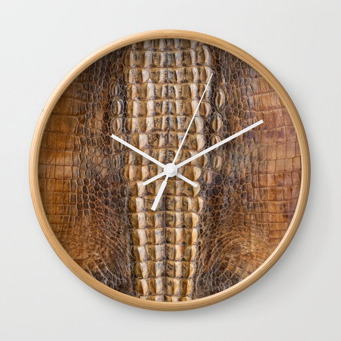 Crocodile leather texture Wall Clock