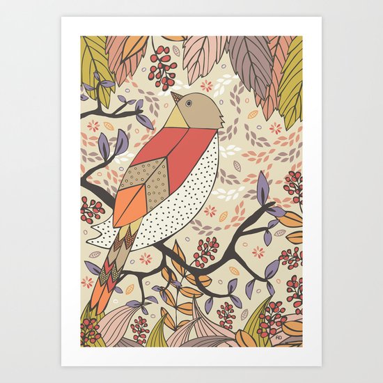 Singing Red Bird Art Print