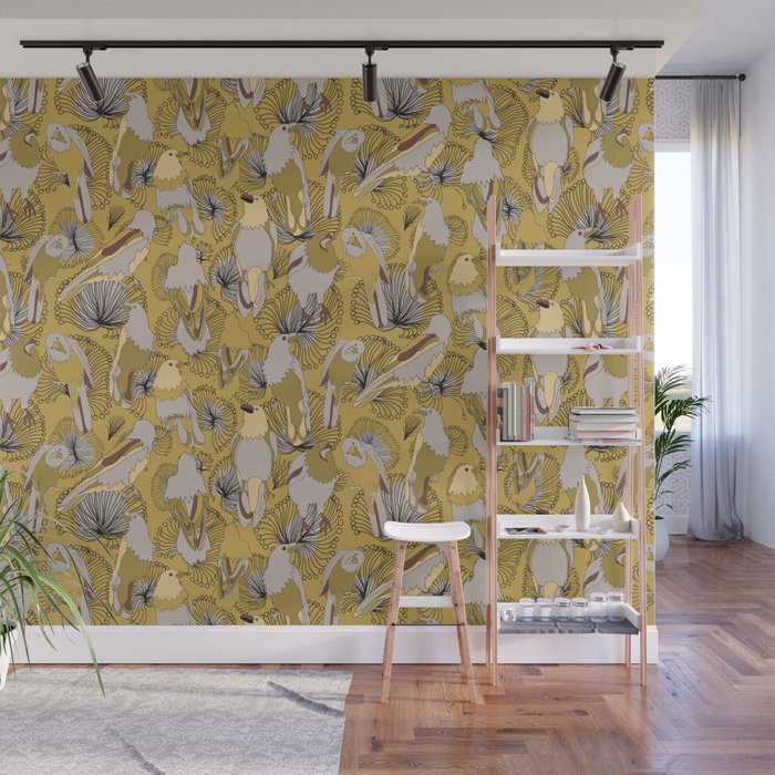 Birds of Prey in Yellow Wall Mural