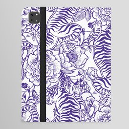 Beautiful vintage ink chinese tiger in chinoiserie style design. Hand drawn vintage illustration. Seamless pattern.  iPad Folio Case