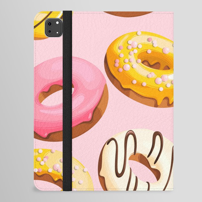 Doughnuts Pink Yellow Modern Confectionery Decor iPad Folio Case