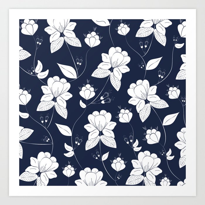 floral print white