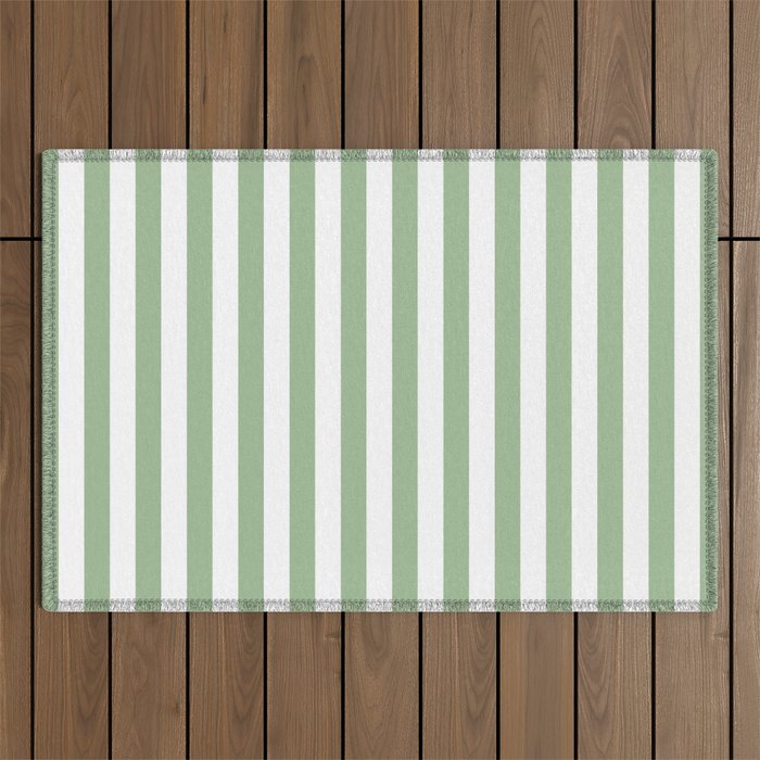 Stripes - sage green Outdoor Rug