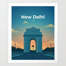 India Gate New Delhi Travel Digital Art Art Print