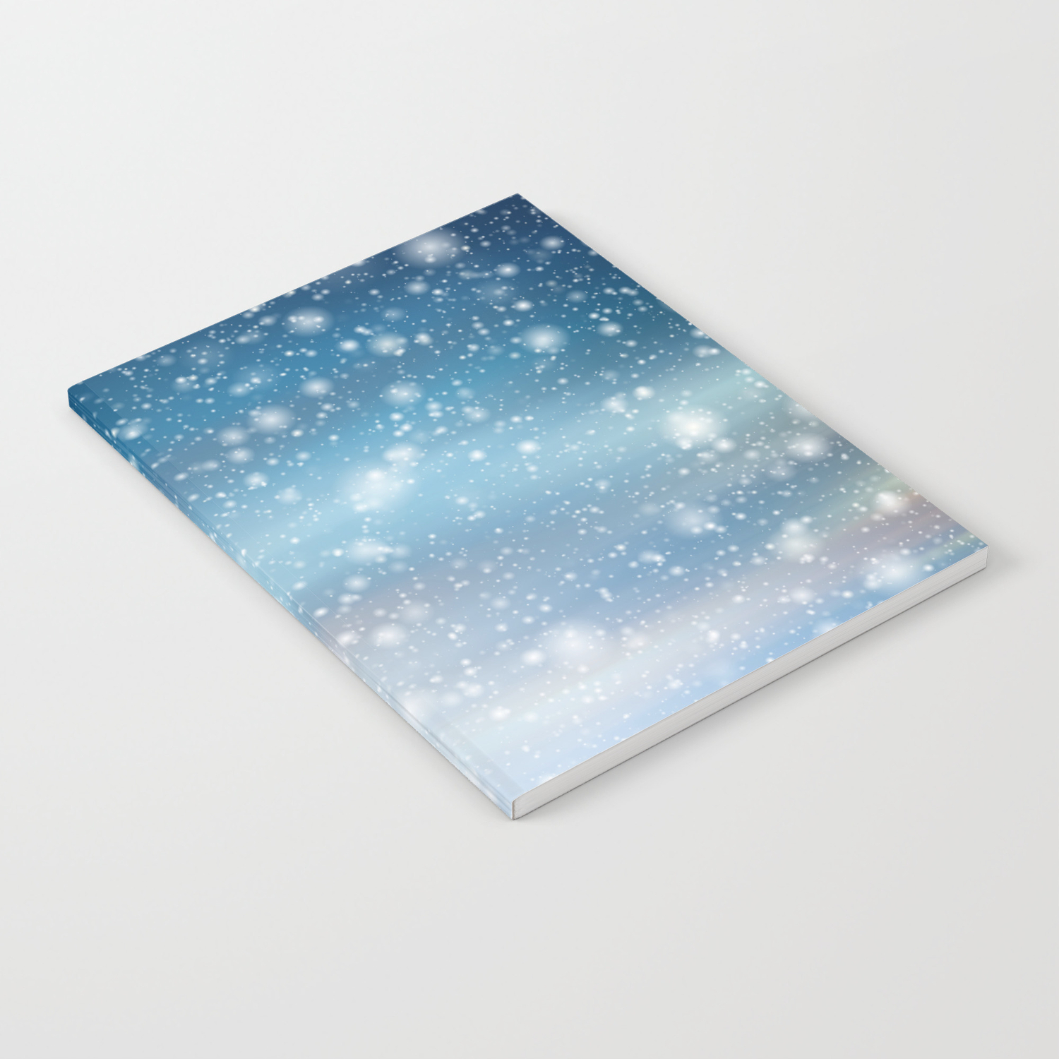 Snow Bokeh Blue Pattern Winter Snowing Abstract Notebook By