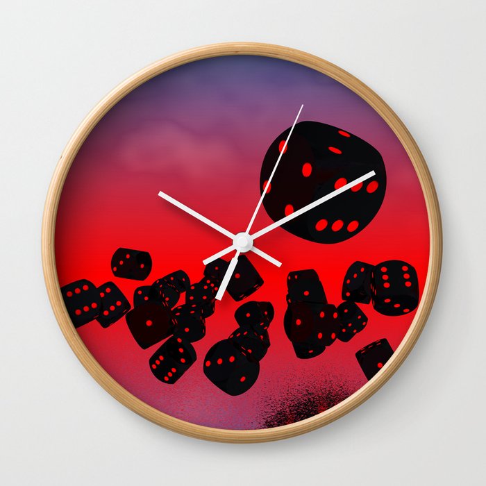dices black-red Wall Clock