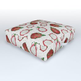 Red dragon fruit on off white Outdoor Floor Cushion