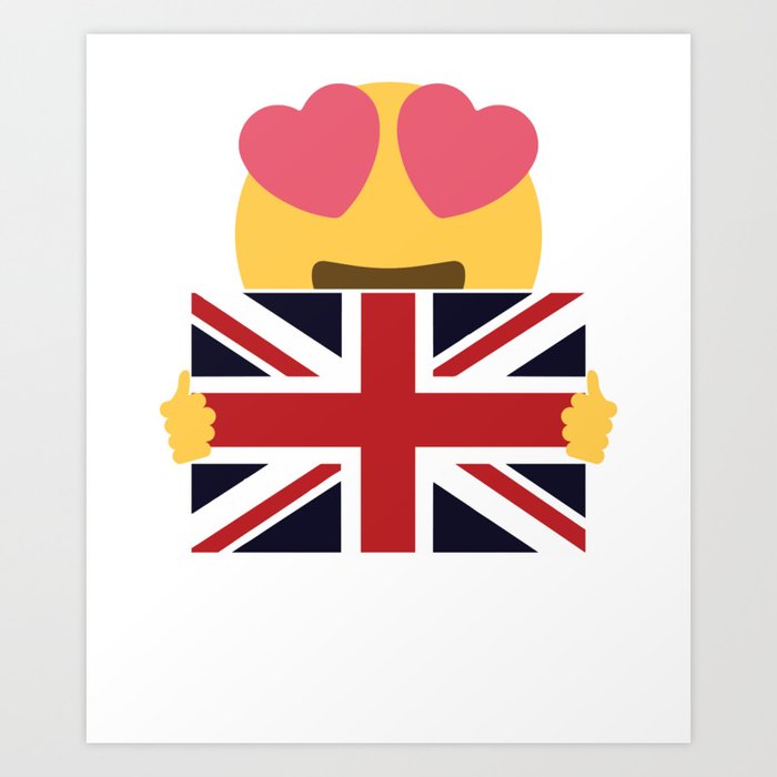 Union Jack Heart Eyes Emoji United Kingdom Flag Art Print ...