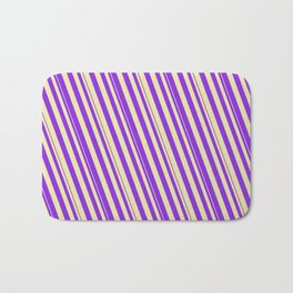 [ Thumbnail: Purple and Pale Goldenrod Colored Striped/Lined Pattern Bath Mat ]