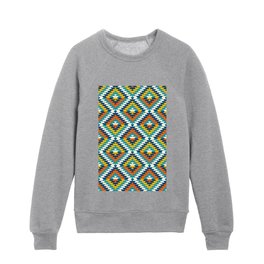 Colorful classic aztec diamonds pattern Kids Crewneck