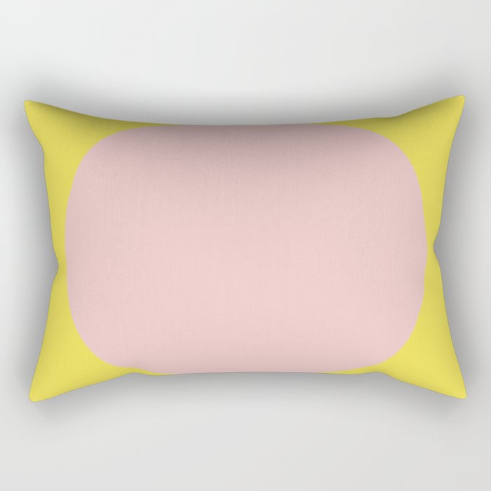 Margo Collection: Minimalist Modern Geometric Pink Circle on Yellow Rectangular Pillow