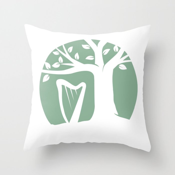 Learning the Harp Throw Pillow