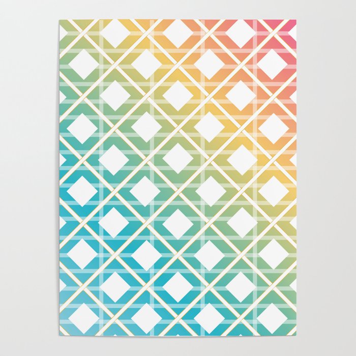 geometric grunge striped colorful lines Poster