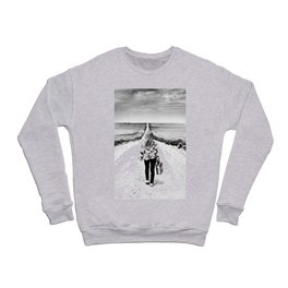 It's a girls world out there; long and winding road inspirational female black and white photograph - photography - photographs Crewneck Sweatshirt