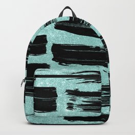 Artistic mint glitter black watercolor brush strokes Backpack