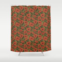 Poppy Fields Pattern with Vintage Vibes Shower Curtain
