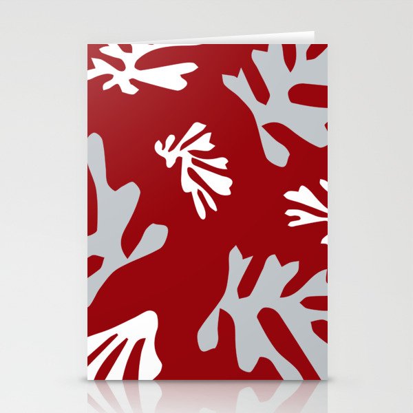 Matisse Silver & Red Holiday Leaves Stationery Cards