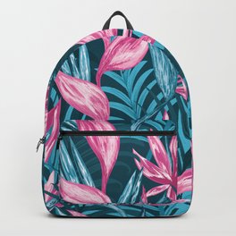Tropical Jungle Backpack | Palm, Summer, Painting, Pink, Blue, Tropical, Urple, Flower, Curated, Abstract 