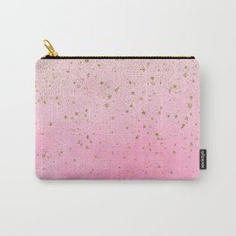 Pink Watercolor & Gold Glitter Carry-All Pouch
