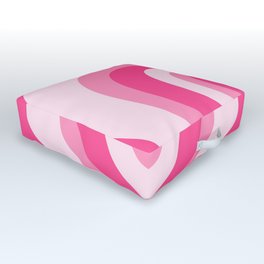 Hot Pink Retro Hearts Outdoor Floor Cushion