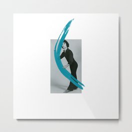 Mimes Make Art Series: Mime Holding Lightening Blue Brushstroke Metal Print | Pop Art, Collage, Funny, Pop Surrealism 