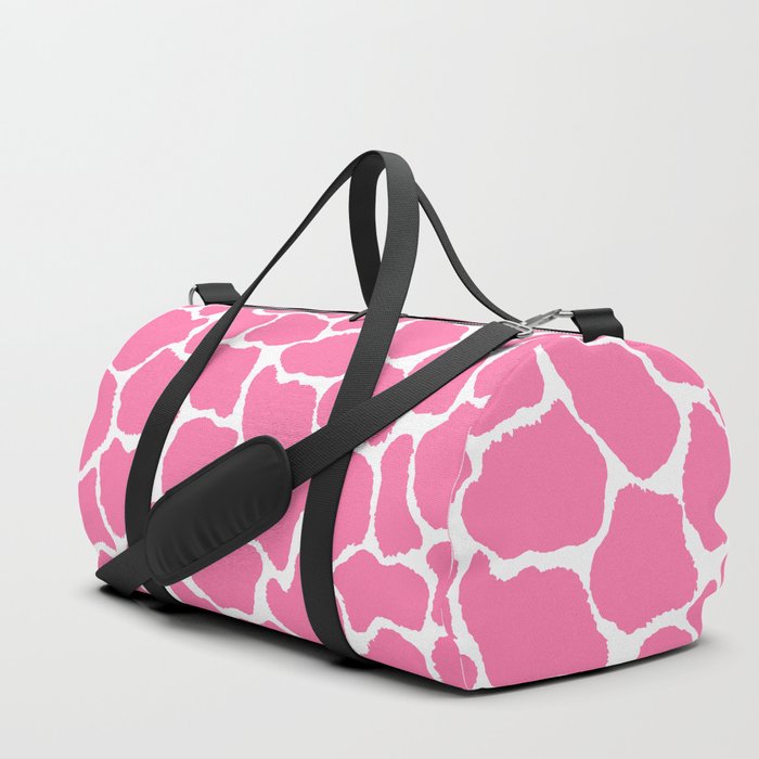 Trendy Abstract Girly Pink White Giraffe Animal Print Duffle Bag