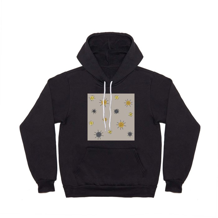 Atomic Age Starburst Planets Beige Tan Yellow Hoody