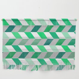 Abstract Dark Green Light Green and White Zig Zag Background. Wall Hanging
