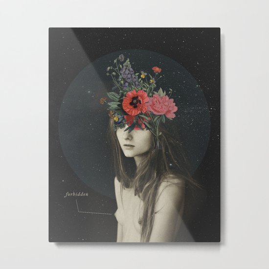 mujer florero Metal Print