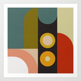 abstract geometric retro shapes II Art Print